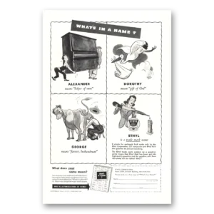 1942 Ethyl Gasoline Print Ad | Name Alexander Dorothy