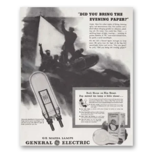 1942 Mazda Lamps Print Ad | Evening Paper