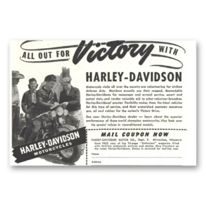 1942 Harley Davidson Print Ad | Victory