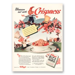 1942 Kelloggs Rice Krispies Cereal Print Ad | Blossom Out