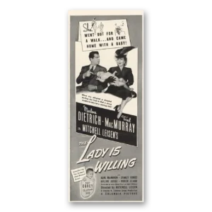 1942 The Lady Is Willing Movie Promo Print Ad | Marlene Dietrich