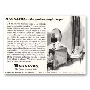 1942 Magnavox Radio Phonograph Print Ad | Magic Carpet