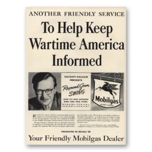 1942 Mobilgas Print Ad | Keep Wartime America Informed