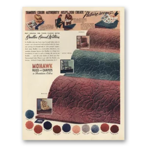 1942 Mohawk Carpet Mills Print Ad | Famous Color