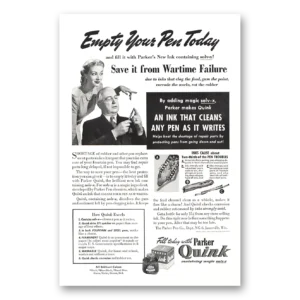 1942 Parker Quink Ink Print Ad | Wartime Failure