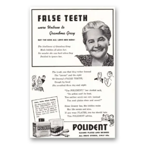 1942 Polident Print Ad | Grandma Gray