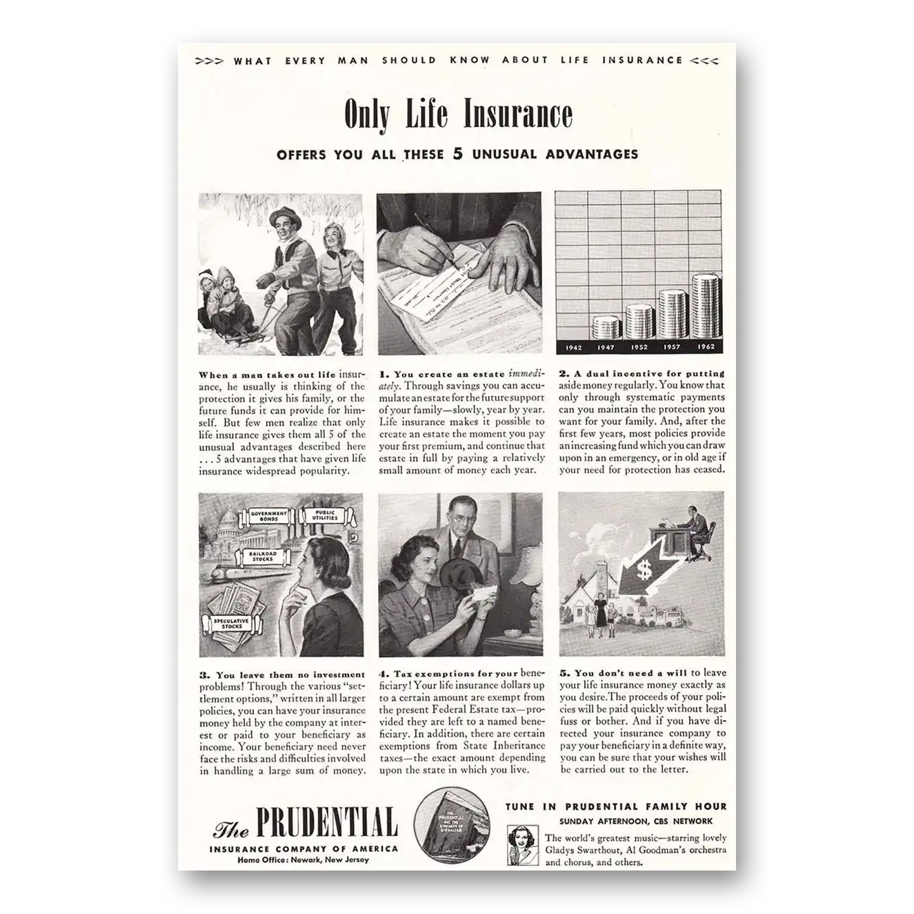 1942 Prudential Insurance Print Ad | Only Life Insurance