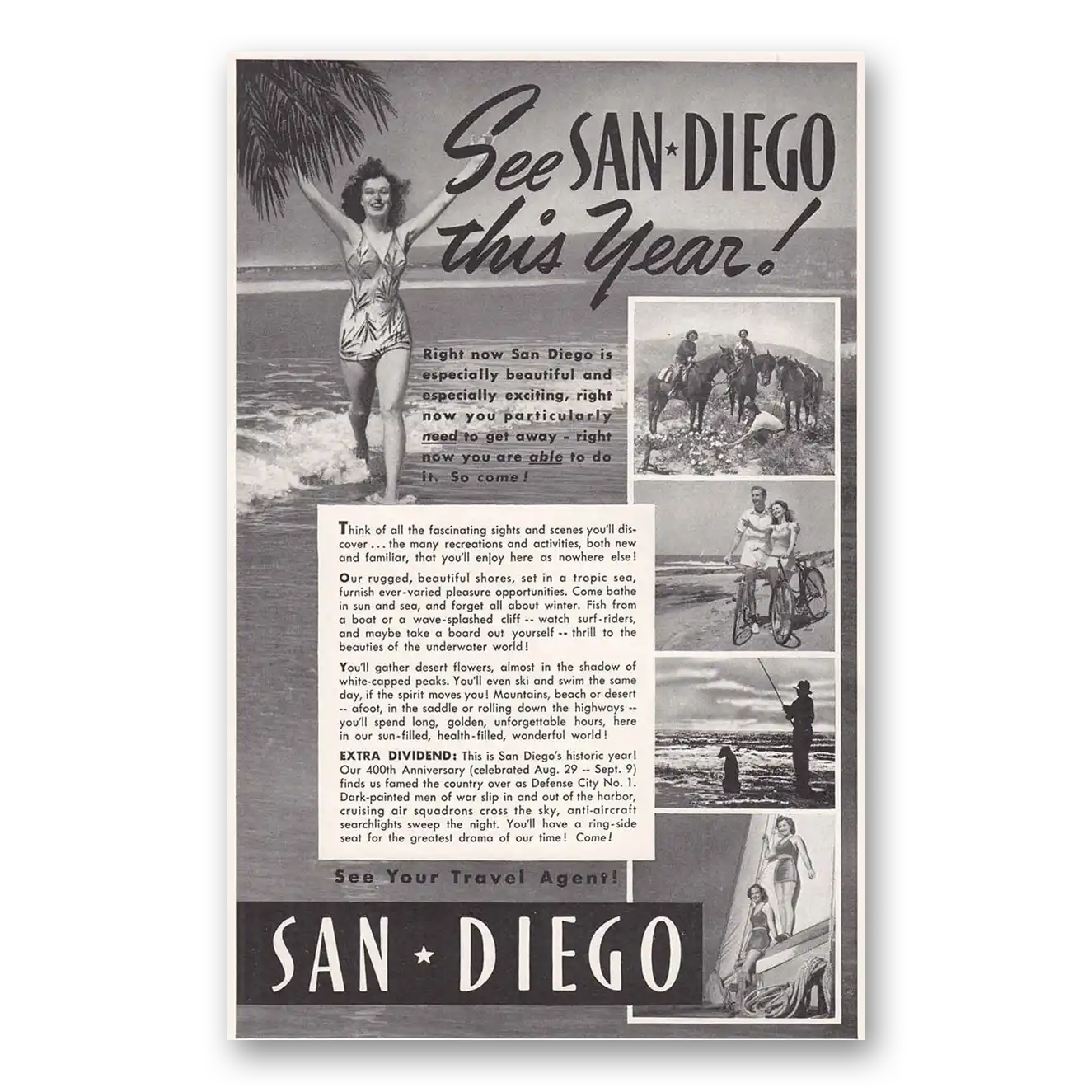 1942 San Diego California Print Ad | San Diego