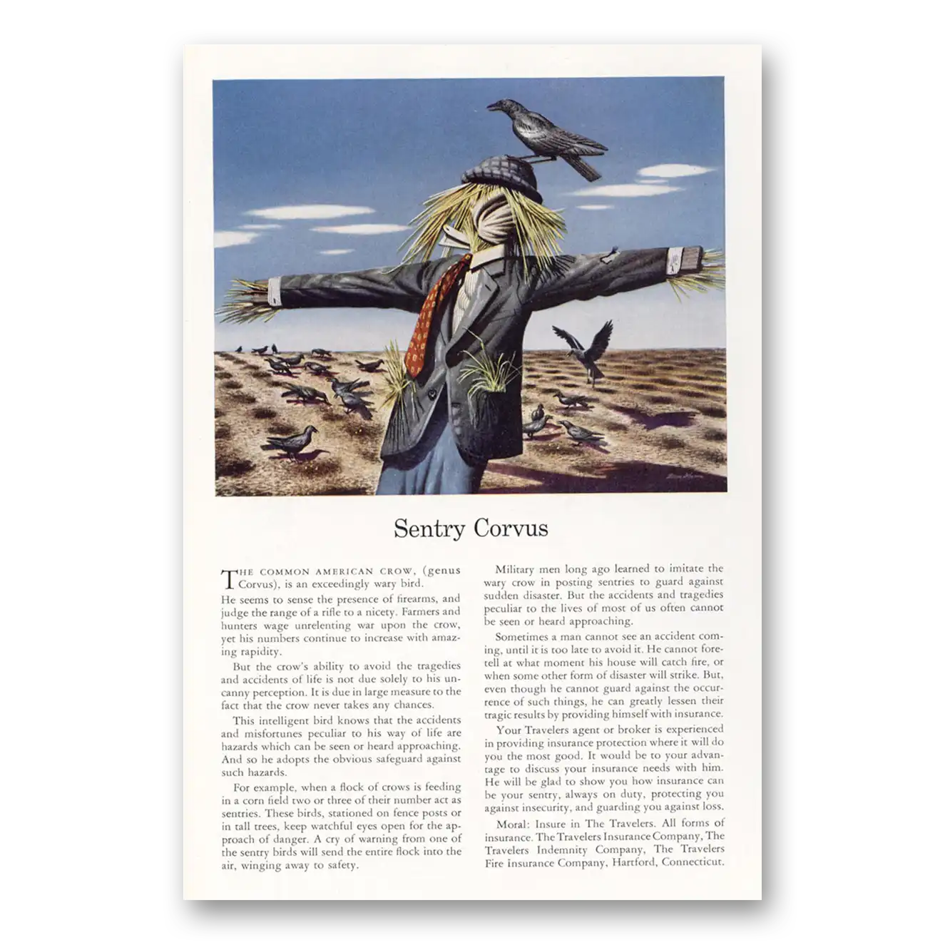 1942 Travelers Insurance Print Ad | Sentry Corvus
