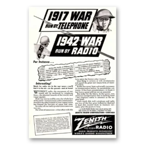 1942 Zenith Radio Print Ad | War Run By Radio