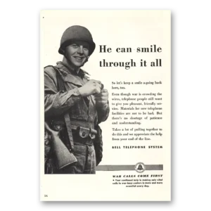1943 Bell Telephone Print Ad | He Can Smile