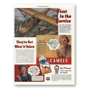 1943 Camel Cigarettes Print Ad | First In The Service