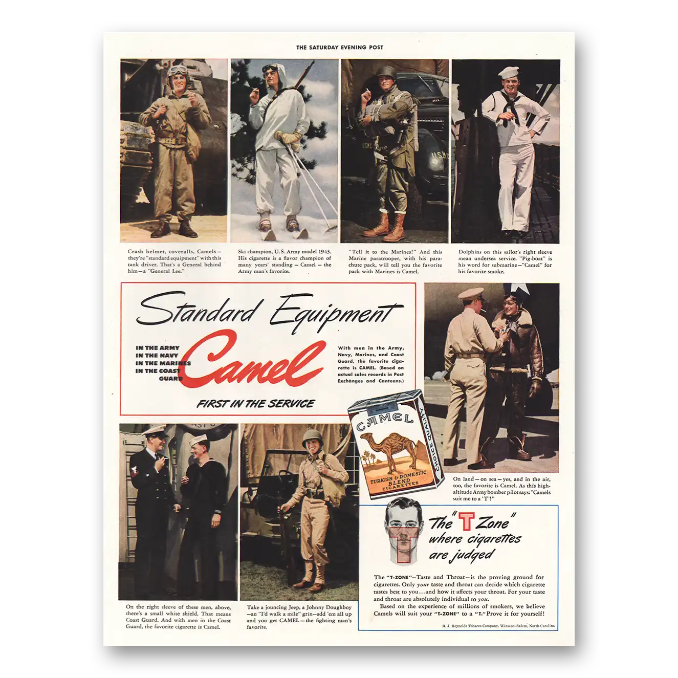 1943 Camel Cigarettes Print Ad | Standard Equipment