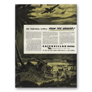 1943 Caterpillar Diesel Print Ad | Air Lightning Strikes