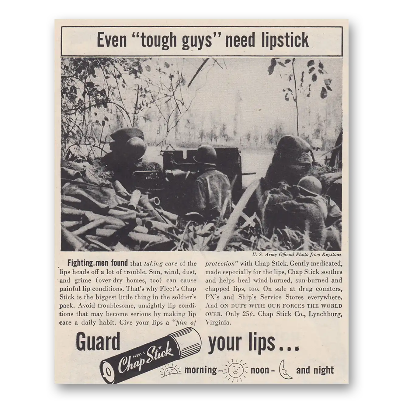 1943 Chap Stick Print Ad | Tough Guys