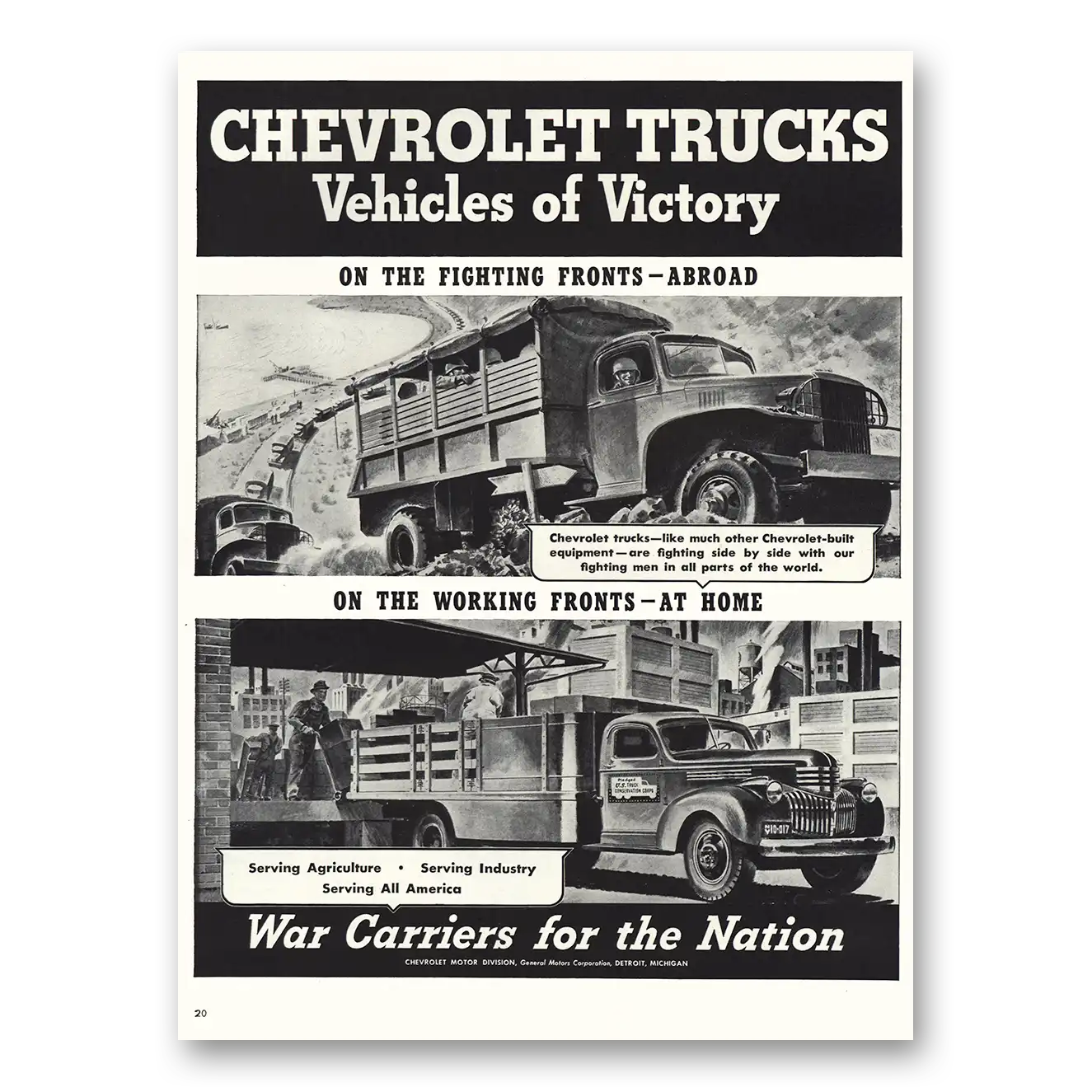 1943 Chevrolet Trucks Print Ad | Vehicles Of Victory