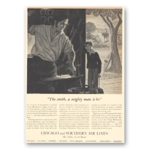 1943 Chicago and Southern Air Lines Print Ad | Mighty Man