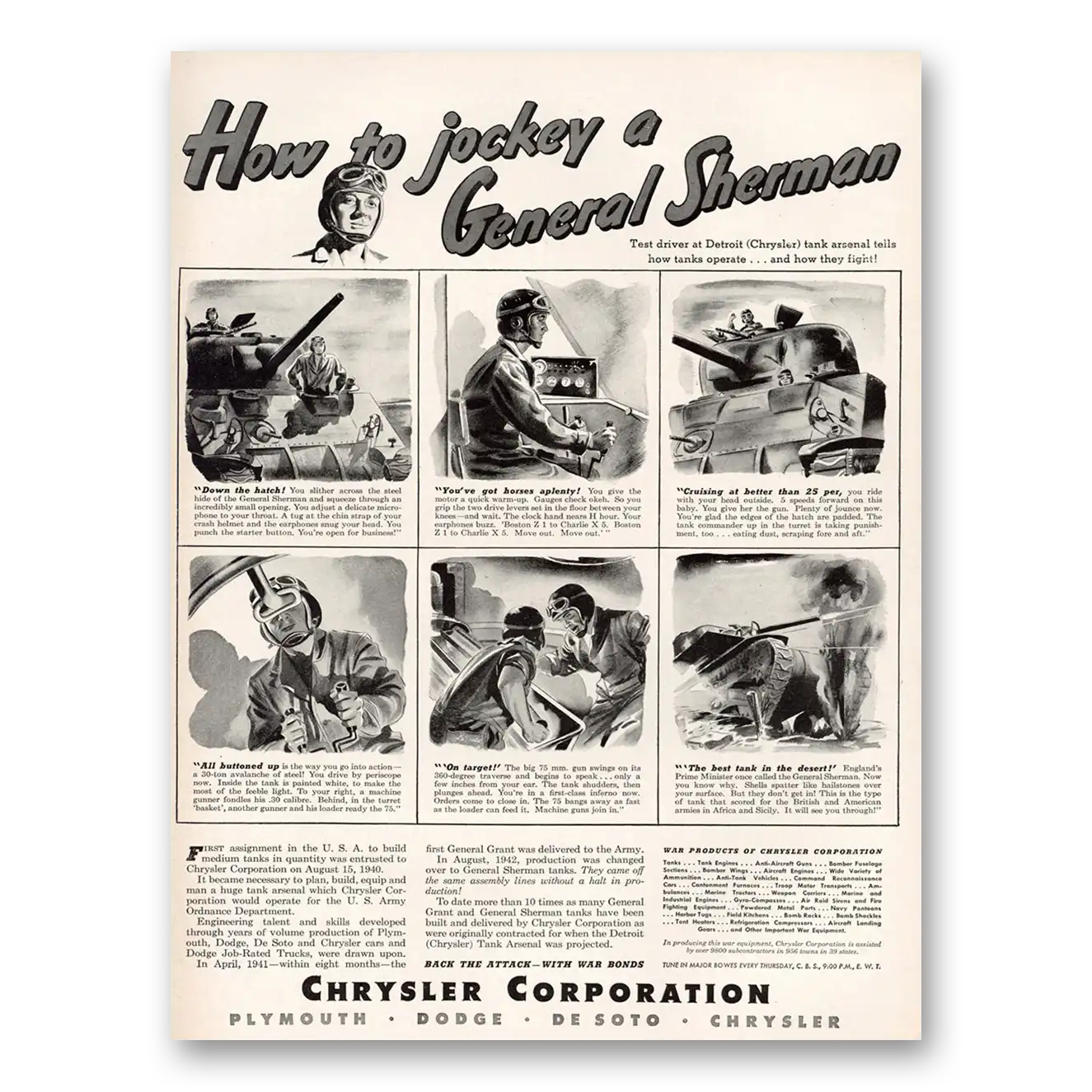 1943 Chrysler Corporation Print Ad | General Sherman