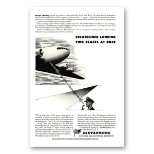 1943 Dictaphone Print Ad | Stratoliner Landing