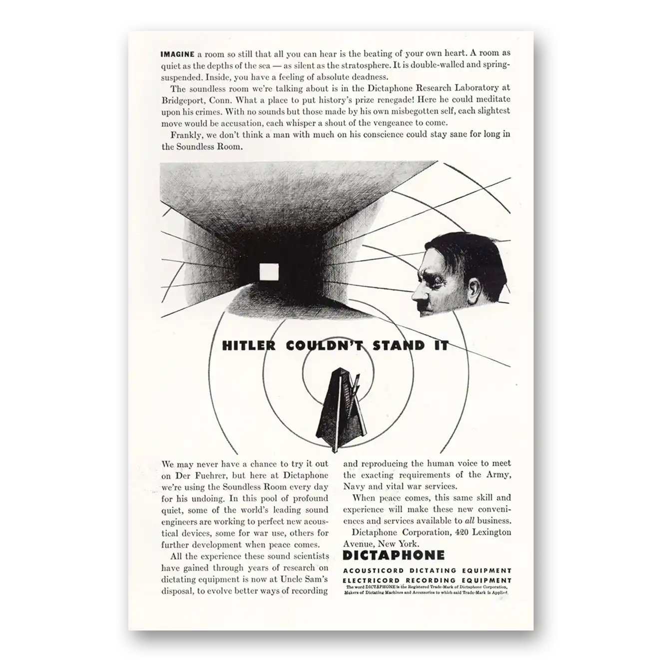 1943 Dictaphone Print Ad | Hitler