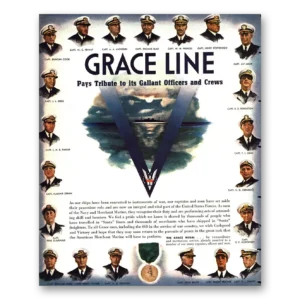 1943 Grace Line Print Ad | Gallant Officers