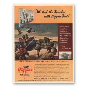 1943 Higgins Boats Print Ad | We Took The Beaches
