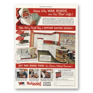 1943 Hotpoint Electric Kitchens Print Ad | Santa Claus