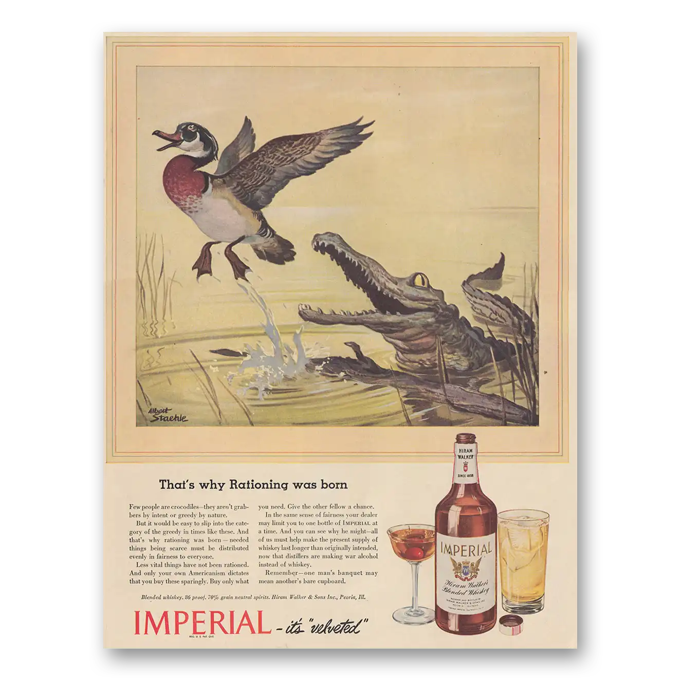 1943 Imperial Whiskey Print Ad | Rationing