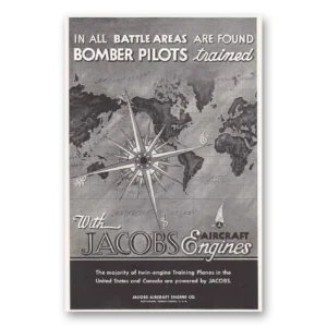 1943 Jacobs Aircraft Engines Print Ad | Bomber Pilots