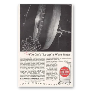 1943 Macmillan Oil Print Ad | Cap Worn Motor