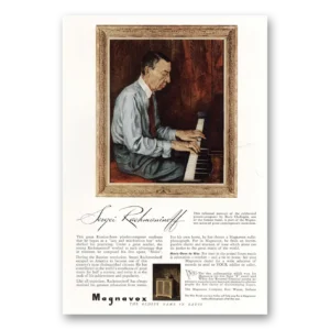 1943 Magnavox Radio Phonograph Print Ad | Sergei Rachmaninoff