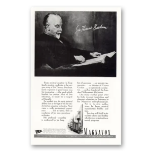 1943 Magnavox Radio Phonograph Print Ad | Sir Thomas Beecham