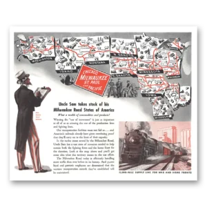1943 Milwaukee Road Print Ad | Uncle Sam