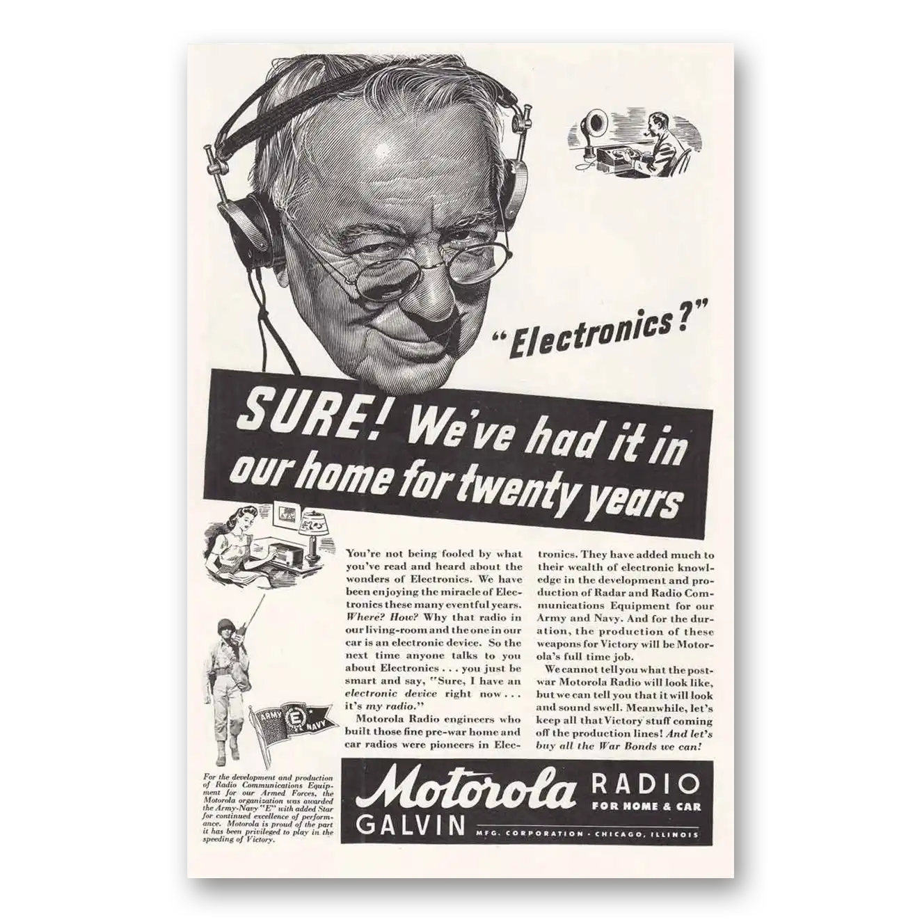 1943 Motorola Radio Print Ad | Had It