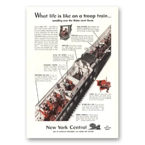 1943 New York Central Print Ad | Troop Train
