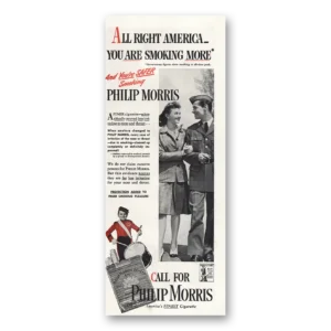 1943 Philip Morris Print Ad | America You Are Smoking More