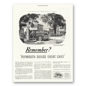 1943 Plymouth Print Ad | Remember Builds Great Cars