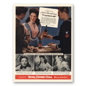 1943 Royal Crown Cola Print Ad | Linda Darnell