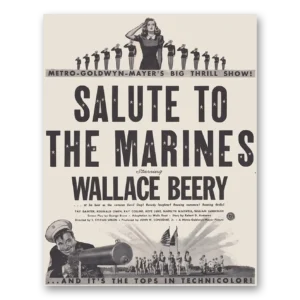 1943 Salute to the Marines Movie Promo Print Ad | Wallace Beery