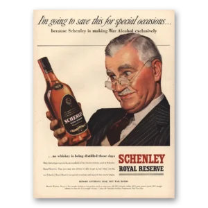 1943 Schenley Whiskey Print Ad | War Alcohol