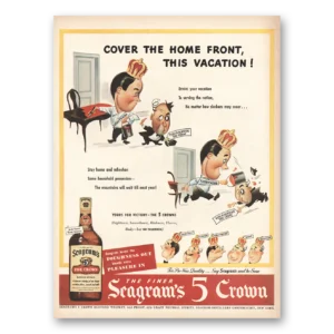 1943 Seagrams 5 Crown Whiskey Print Ad | Cover Home Front