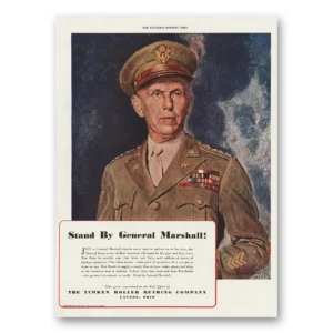 1943 Timken Roller Bearings Print Ad | General Marshall