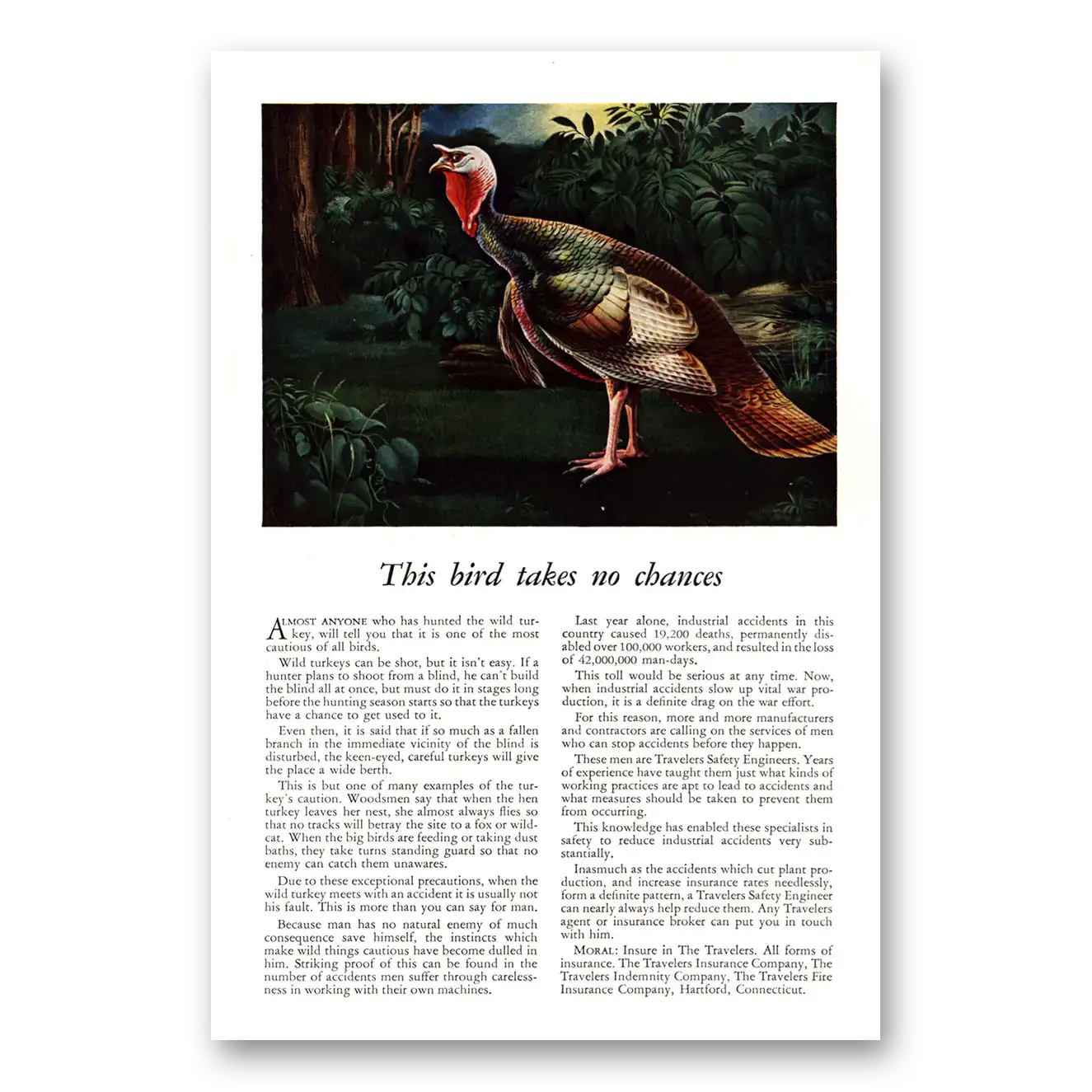 1943 Travelers Insurance Print Ad | This Bird
