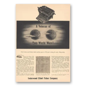 1943 Underwood Portable Typewriter Print Ad | Veteran