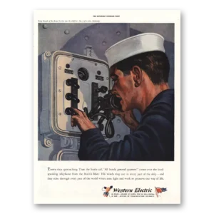 1943 Western Electric Print Ad | Enemy Ship Approaching