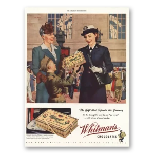 1943 Whitmans Chocolates Print Ad | Speeds The Journey