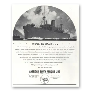 1944 American South African Line Print Ad | Be Back