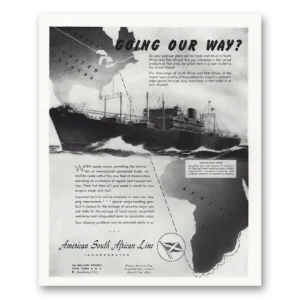 1944 American South African Line Print Ad | Going Our Way