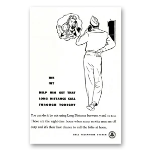 1944 Bell Telephone Print Ad | Long Distance