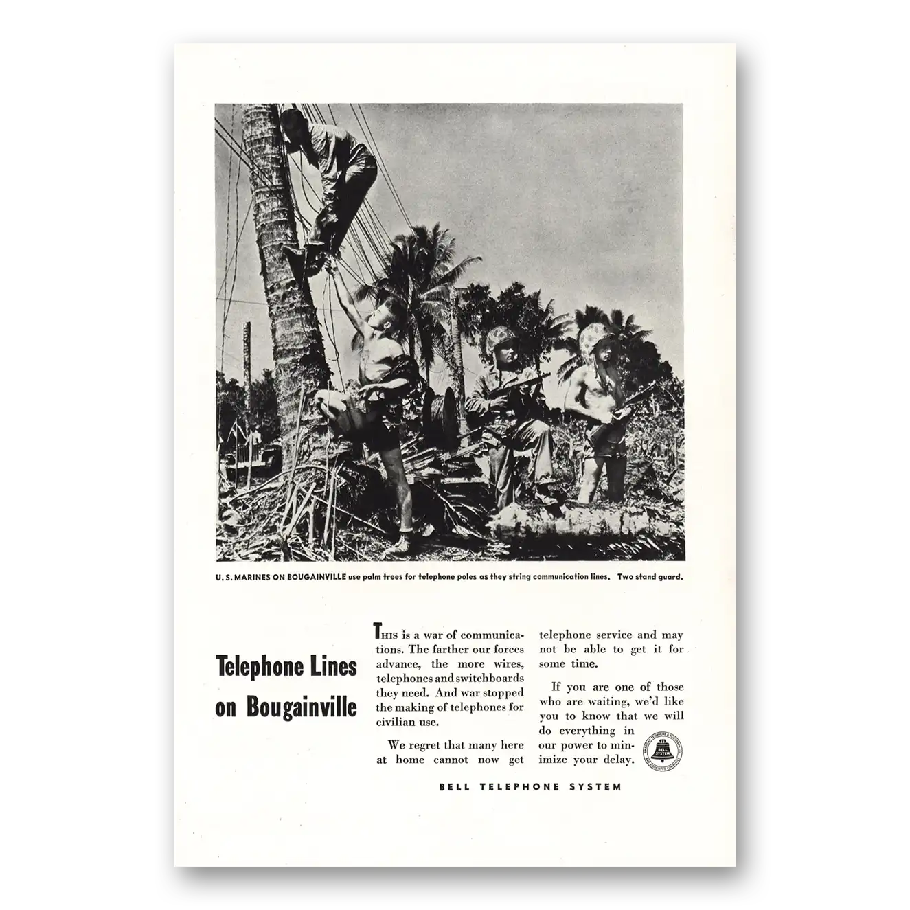1944 Bell Telephone Print Ad | Bougainville Marines